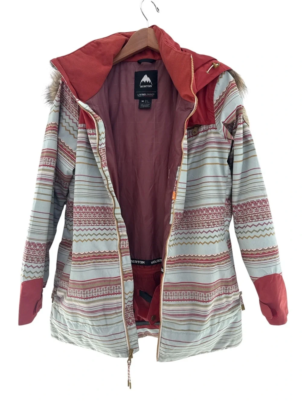 Burton Gore-Tex Kaylo Snowboard Ski Jacket Aqua Blue Gray Stripe